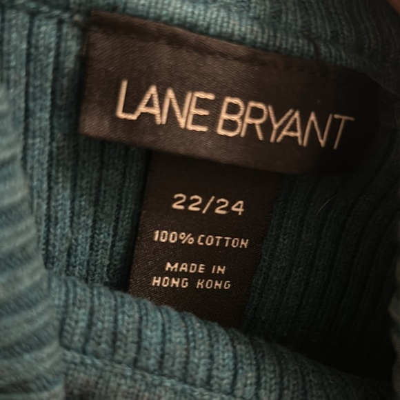 Lane Bryant (22-24) teal blue 100% cotton ribbed turtleneck - Picture 2 of 2